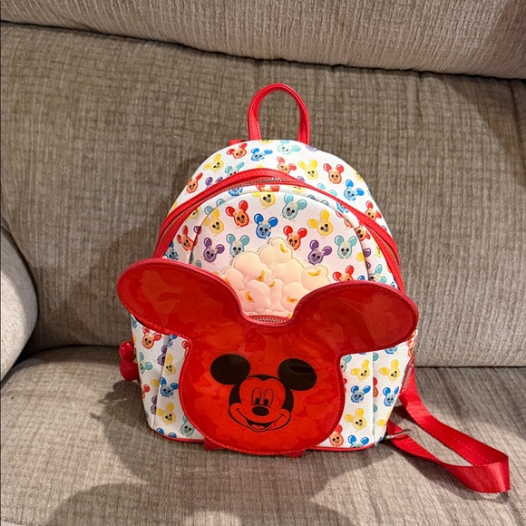 Disney’s lounge fly Mouse Red and White Balloon popcorn Kid Backpack 11 by 9